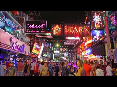 Pattaya walking street Thailand and crazy gogo bar nightlife Lady bar / Marijuana / street dance