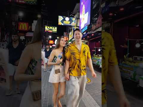 Chinese girls hug me in the walking street Pattaya city#shorts