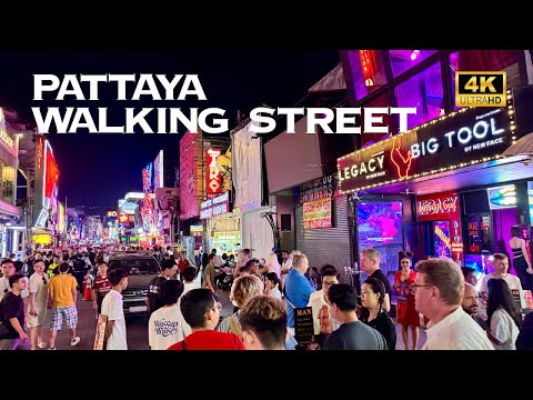 [4K] Pattaya, Walking Street, Thailand 🇹🇭🐧 Night Walking Tour